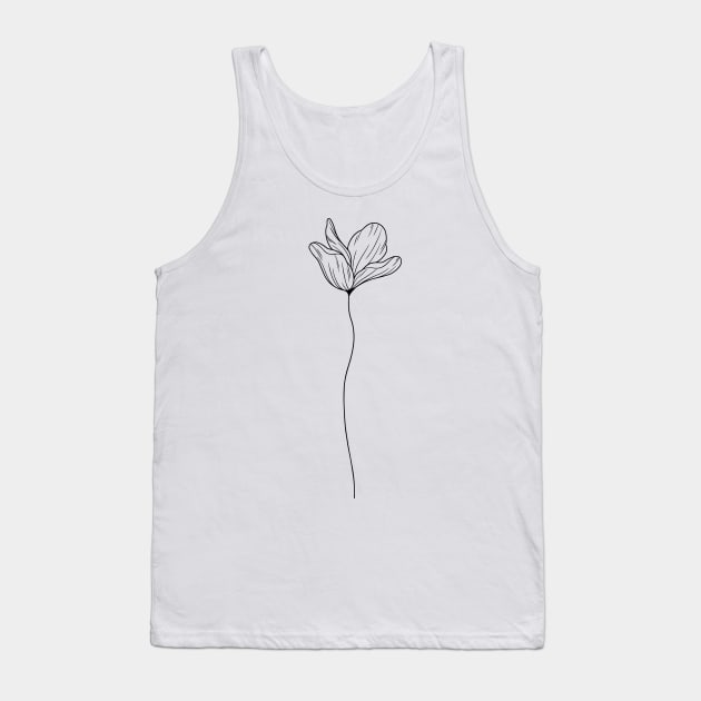 Blume Line Art Mohnblume Line Work Schlicht Tank Top by Rayraypictures